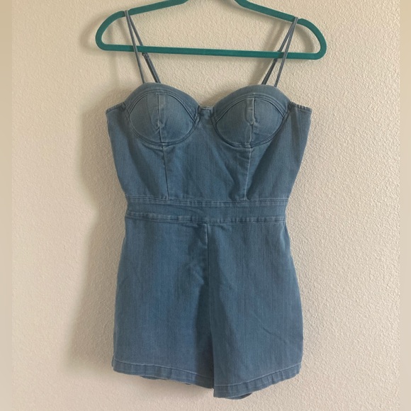 One piece. Jean shorts. - Picture 2 of 4